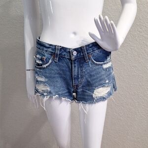 Abercrombie & Fitch Distressed Blue Jean Shorts